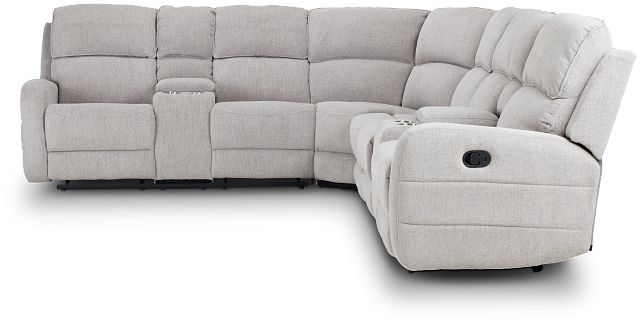 Piper Gray Fabric Large Dual Reclining Sectional With Dual Console (2)