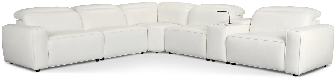 Tidal White Lthr/vinyl Medium Triple Power 2-arm Sectional