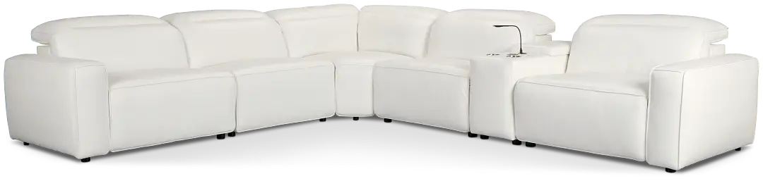 Tidal White Lthr/vinyl Medium Triple Power 2-arm Sectional Tidal White Lthr/vinyl Medium Triple Power 2-arm Sectional