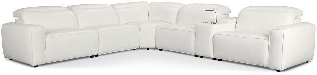 Tidal White Lthr/vinyl Medium Triple Power 2-arm Sectional
