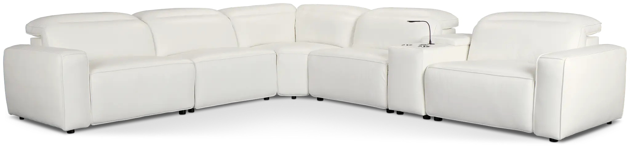 Tidal White Lthr/vinyl Medium Triple Power 2-arm Sectional Tidal White Lthr/vinyl Medium Triple Power 2-arm Sectional