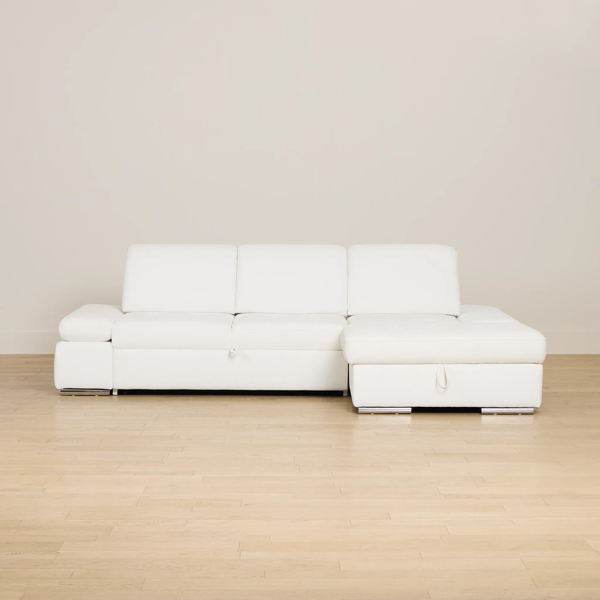 Eden White Micro Right Chaise Sleeper Sectional