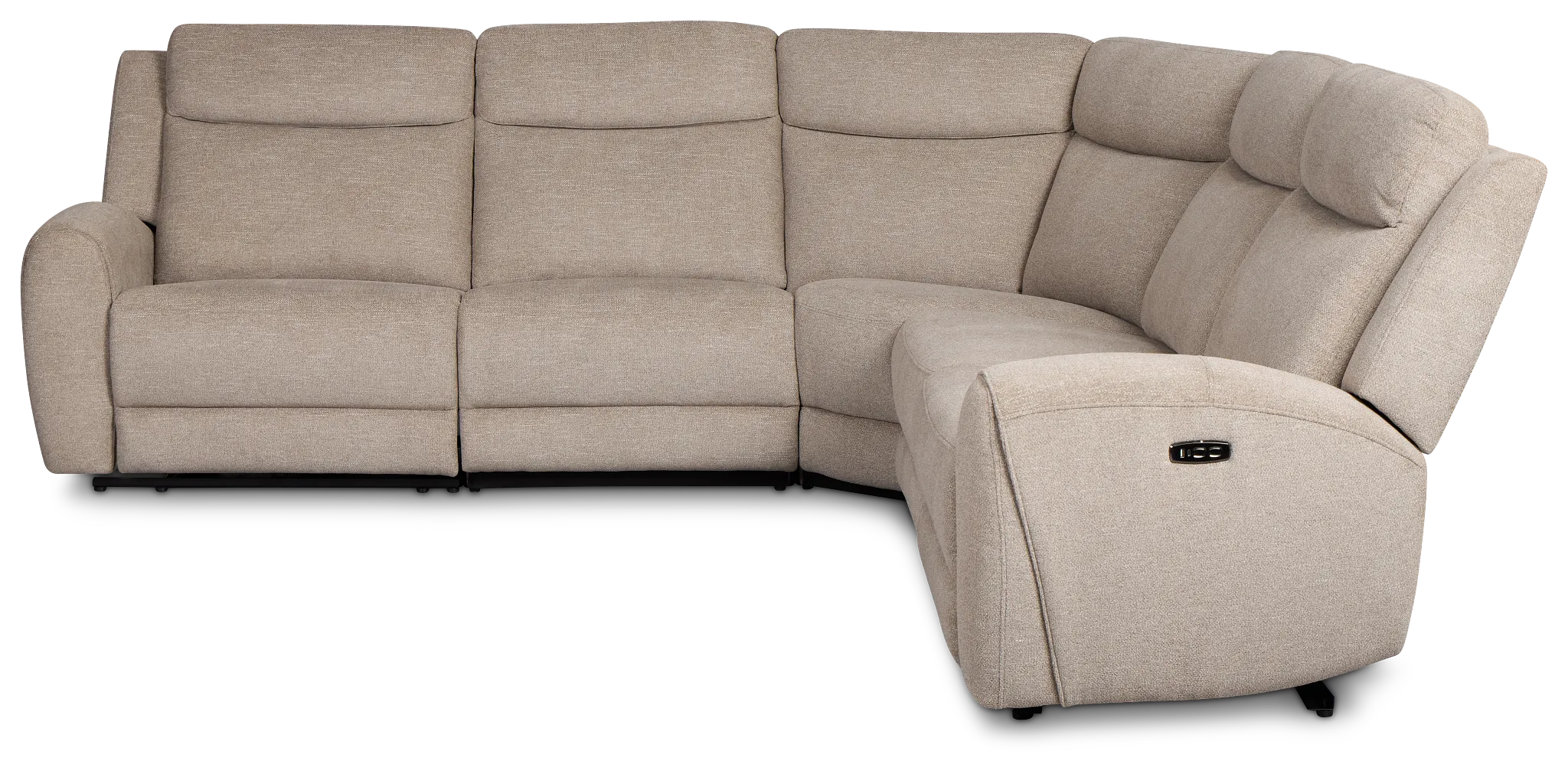 Walker Beige Fabric Small Two-arm Power Reclining Sectional