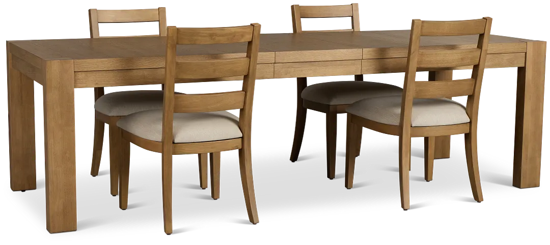 Tahoe Light Tone Rect Table & 4 Slat Chairs