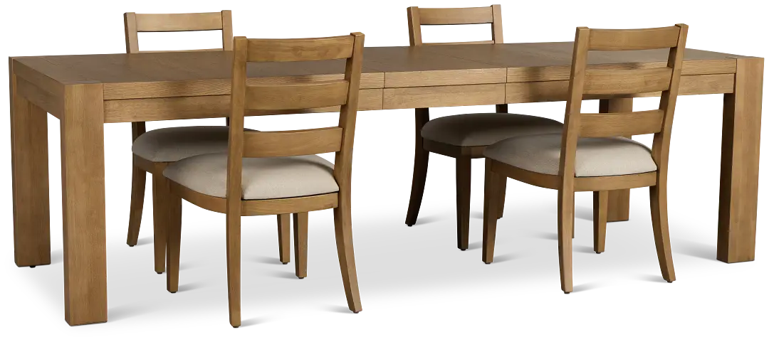 Tahoe Light Tone Rect Table & 4 Slat Chairs Tahoe Light Tone Rect Table & 4 Slat Chairs