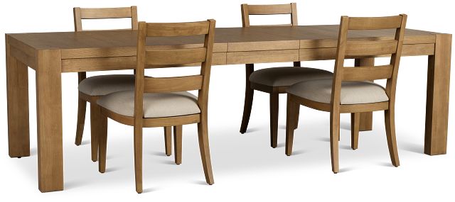 Tahoe Light Tone Rect Table & 4 Slat Chairs