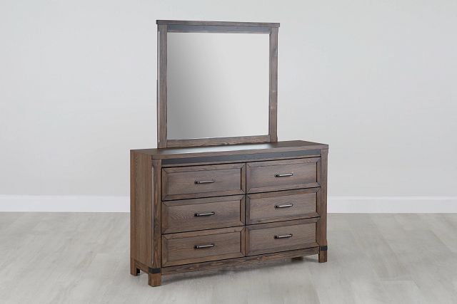 Lancaster Mid Tone Wood Dresser & Mirror