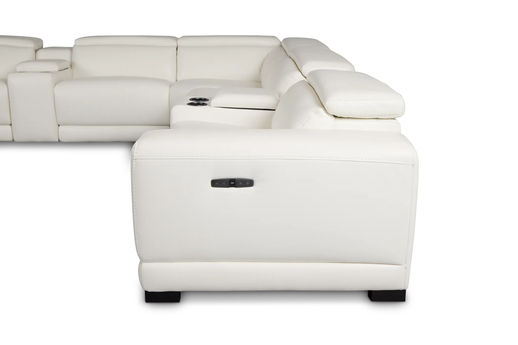 Lombardy White Micro Medium Triple Power 2-arm Sectional