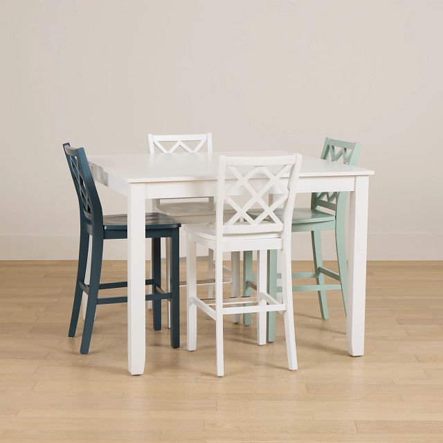 Edgartown White Square High Table & Mixed Barstools