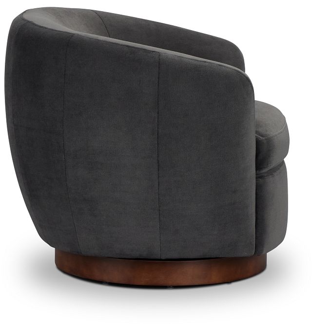 Hazel Dark Gray Velvet Swivel Accent Chair