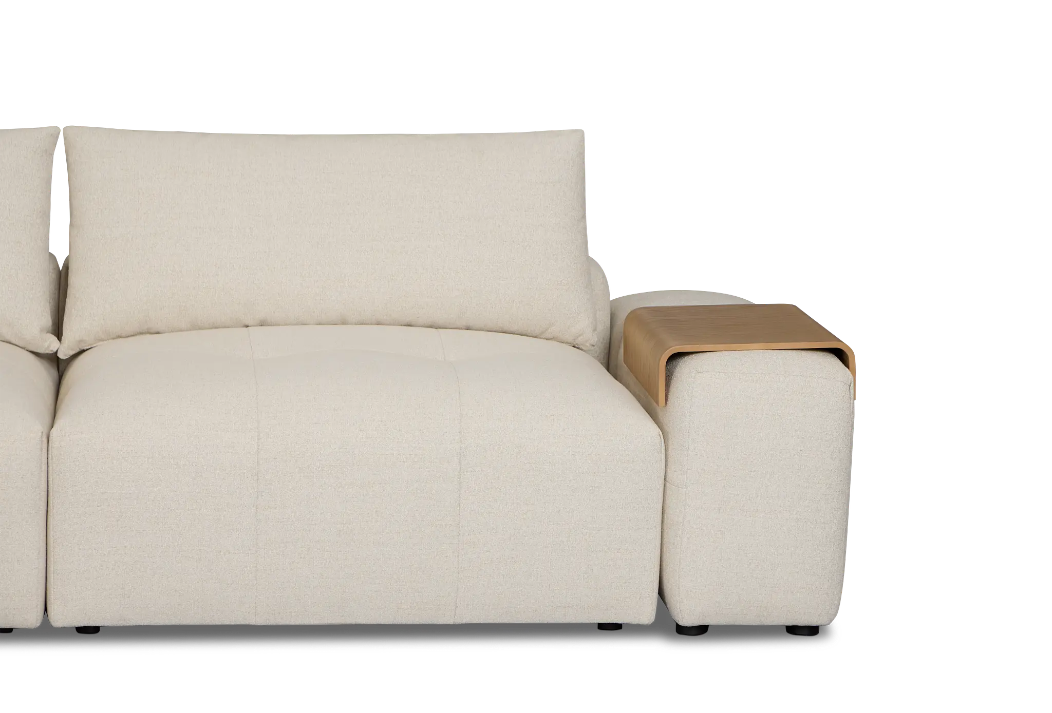 Remi Light Beige Fabric 6-piece Bumper Sectional With Wood Tray Remi Light Beige Fabric 6-piece Bumper Sectional With Wood Tray