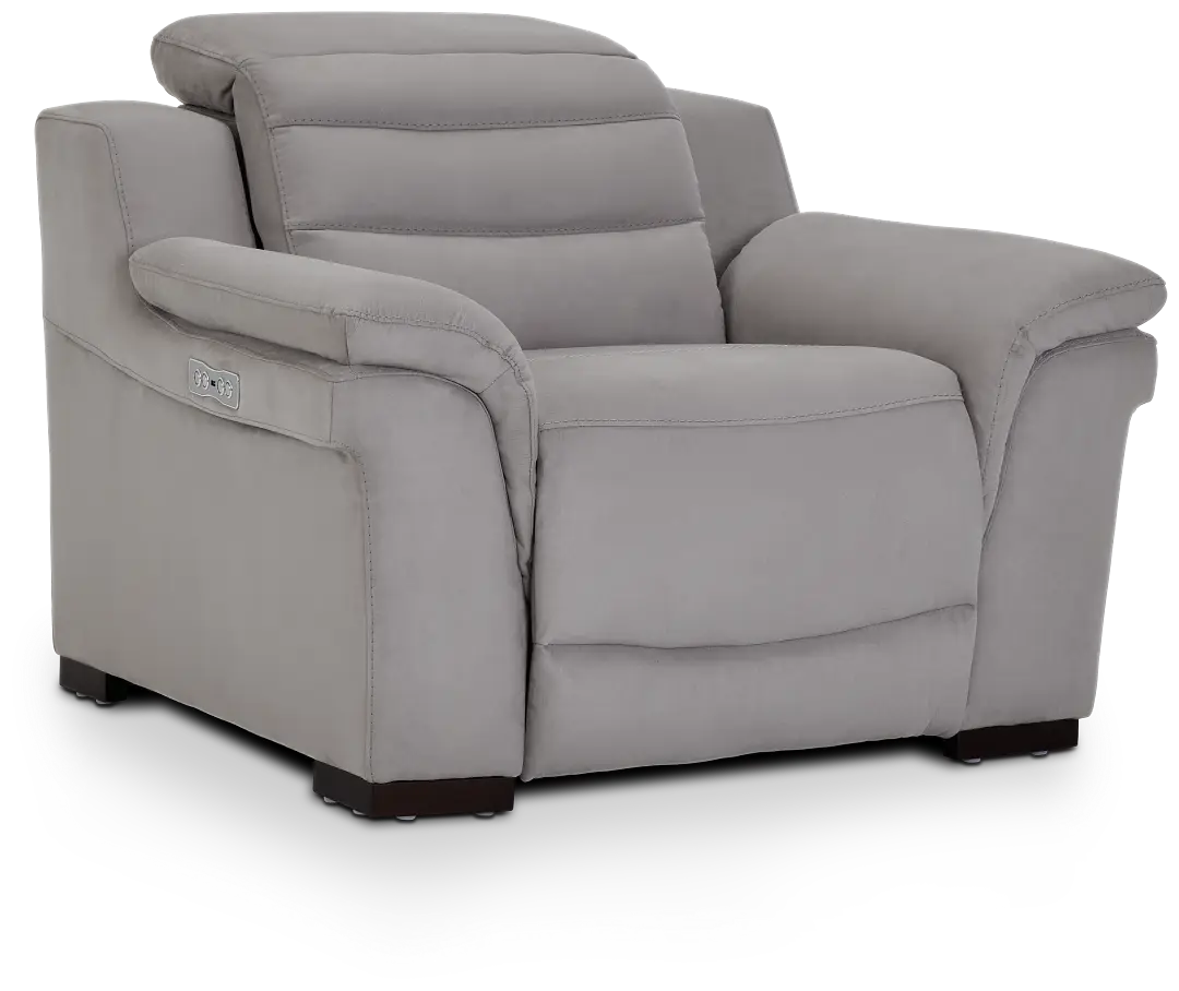 Sentinel Light Gray Micro Power Recliner With Power Headrest Sentinel Light Gray Micro Power Recliner With Power Headrest