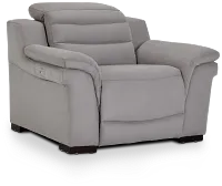 Sentinel Light Gray Micro Power Recliner With Power Headrest