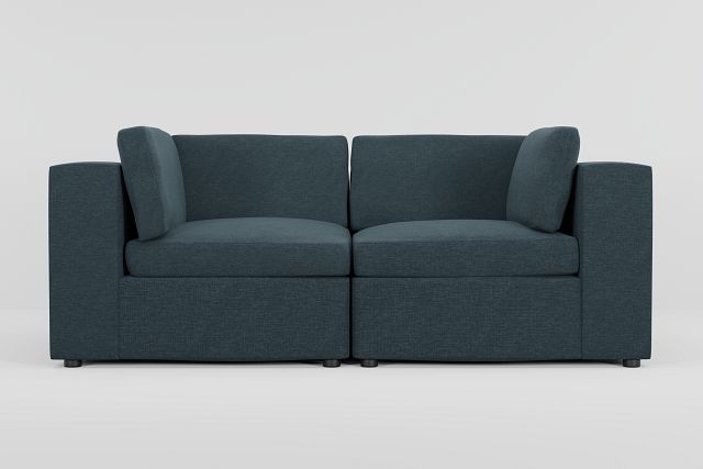 Destin Elevation Dark Blue Fabric 2-piece Modular Sofa