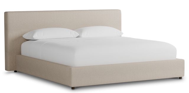 Grayton Linen Beige 44" Upholstered Platform Bed