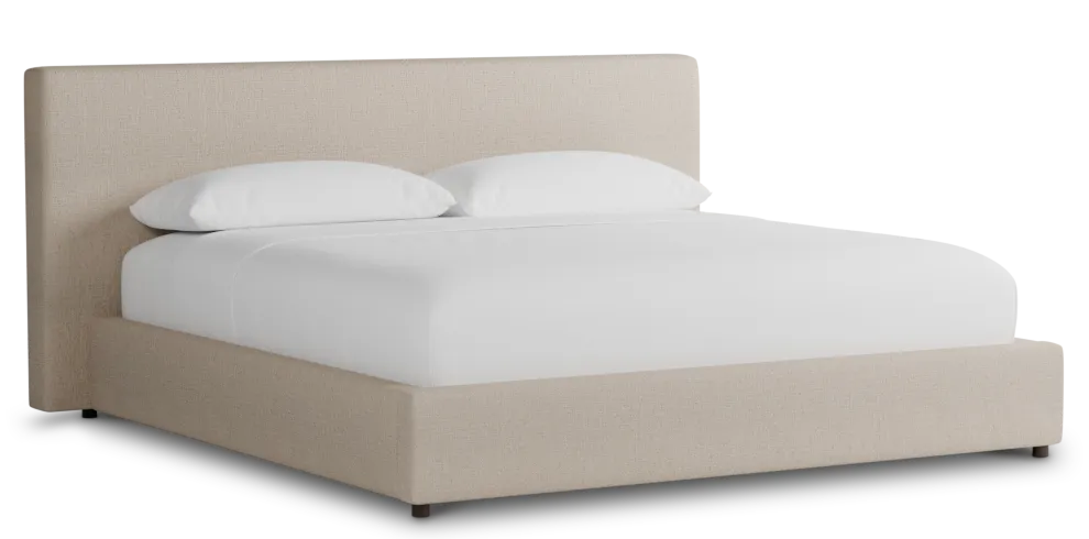 Grayton Linen Beige 44" Upholstered Platform Bed