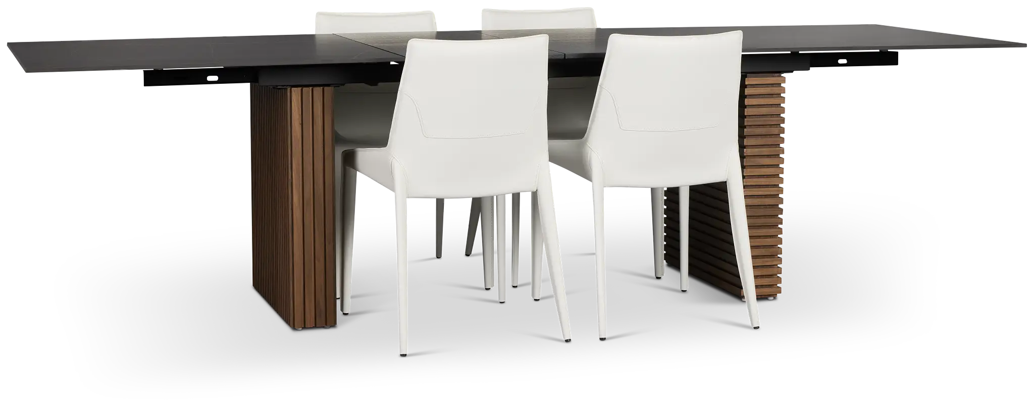 Wayne Two-tone Stone Rectangular Table & 4 White Upholstered Chairs Wayne Two-tone Stone Rectangular Table & 4 White Upholstered Chairs