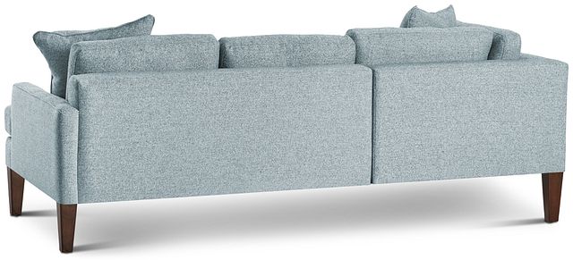 Morgan Teal Fabric Small Left Bumper Sectional W/ Wood Legs