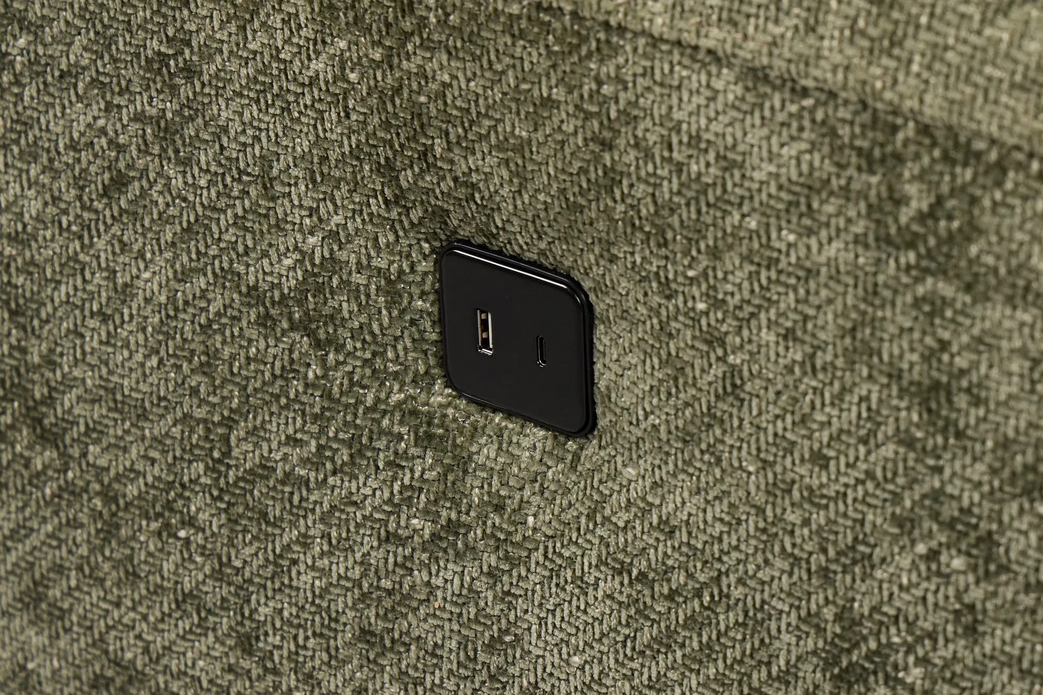 Hendrix Green Fabric Right Dual Power Extension Chaise Sectional