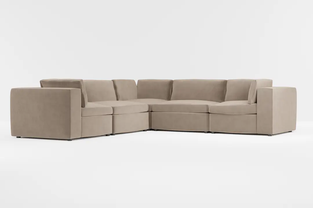 Destin Joya Beige Velvet 5-piece Modular Sectional Destin Joya Beige Velvet 5-piece Modular Sectional