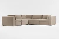 Destin Joya Beige Velvet 5-piece Modular Sectional