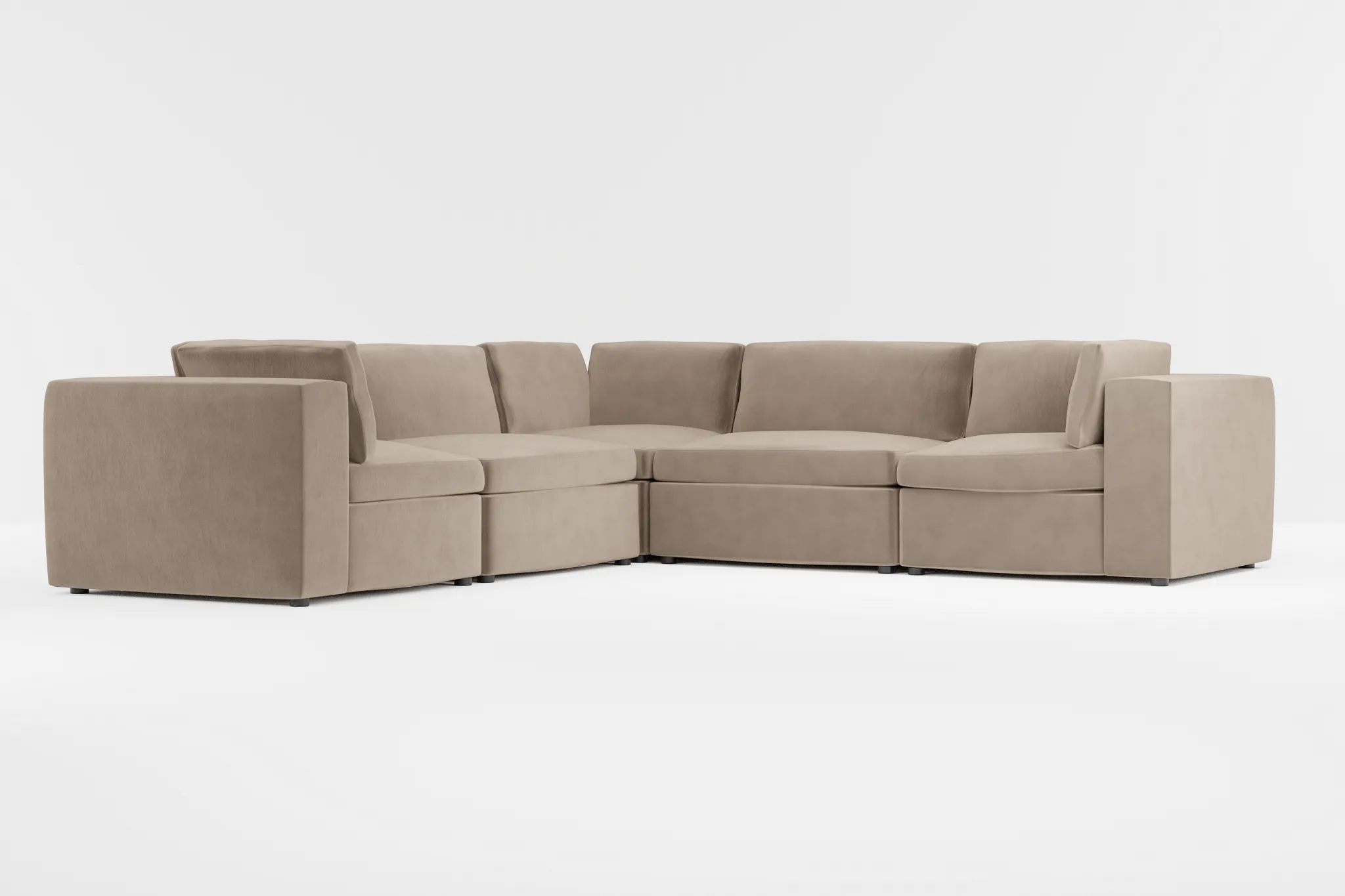 Destin Joya Beige Velvet 5-piece Modular Sectional