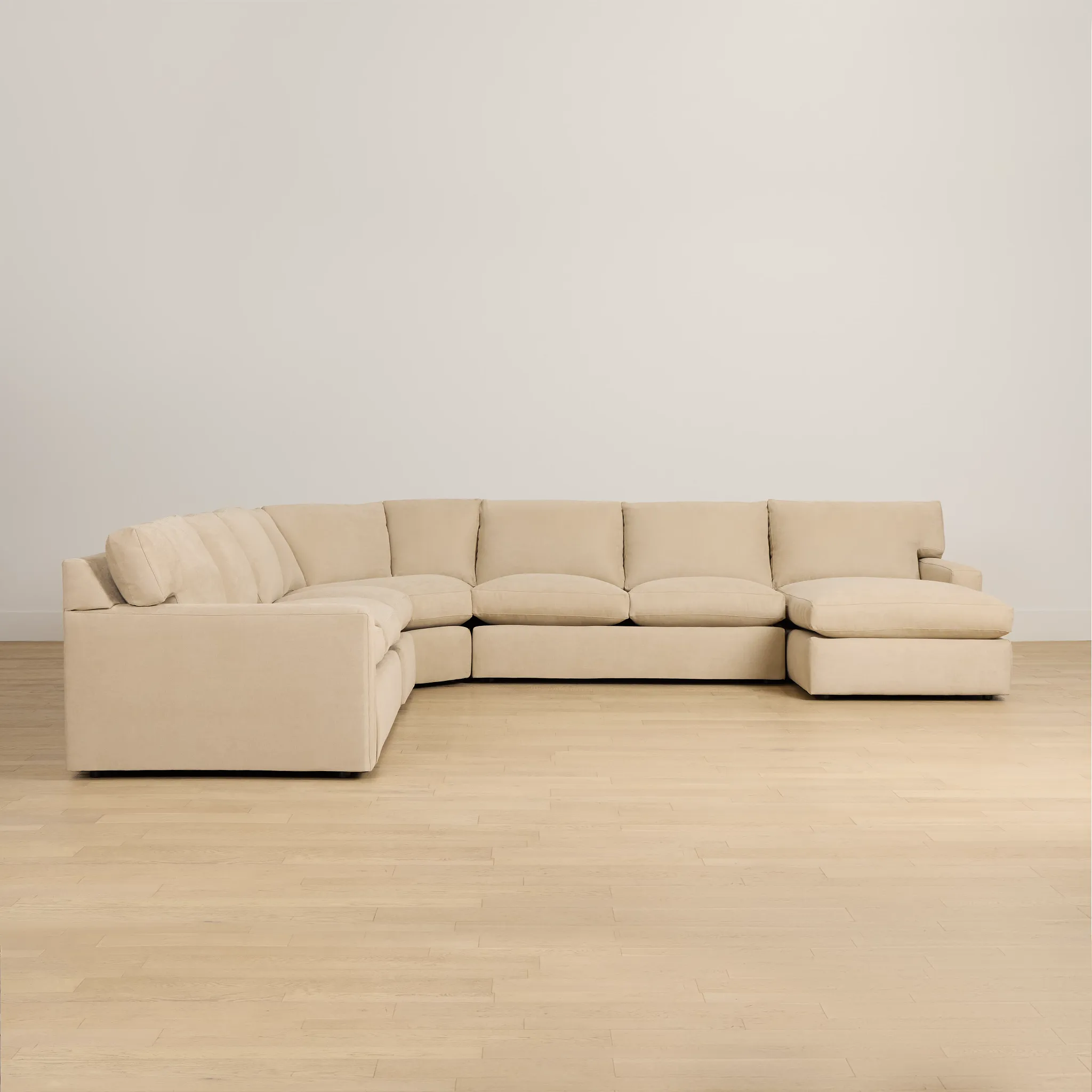 Hudson Beige Fabric Large Right Chaise Wedge Sectional