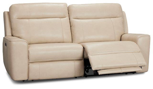 Benji Light Beige Lthr/vinyl Power Reclining Sofa