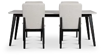 Riverdale Black Rectangular Table & 4 Upholstered Chairs
