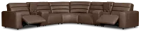 Sawyer Dark Brown Micro Large Dual Power Reclining Two-arm Sectional