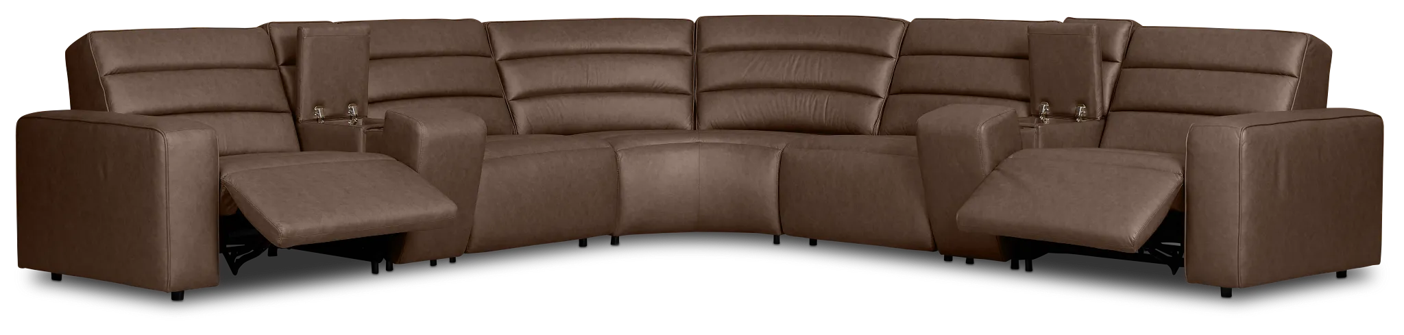 Sawyer Dark Brown Micro Large Dual Power Reclining Two-arm Sectional