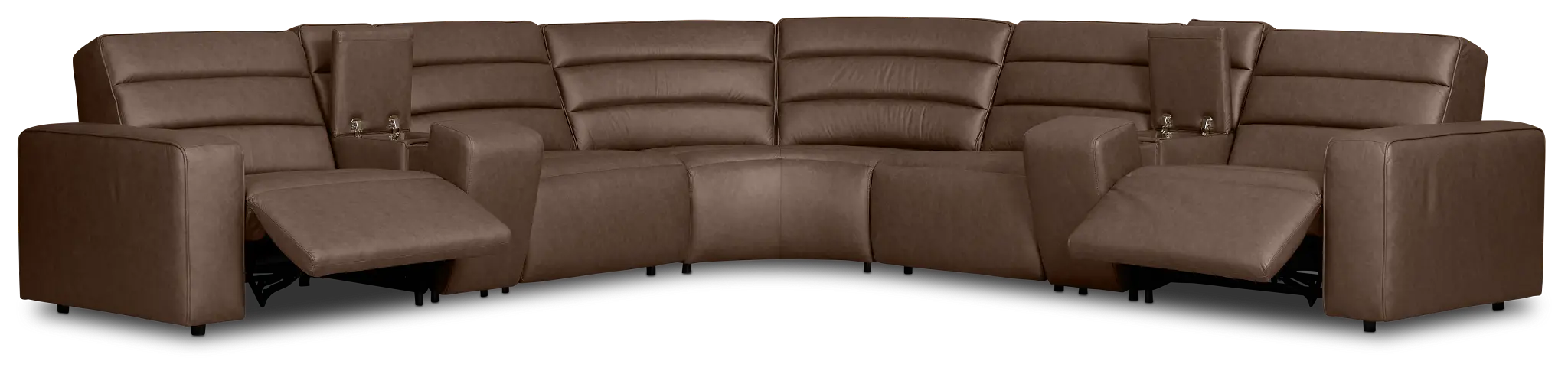 Sawyer Dark Brown Micro Large Dual Power Reclining Two-arm Sectional Sawyer Dark Brown Micro Large Dual Power Reclining Two-arm Sectional