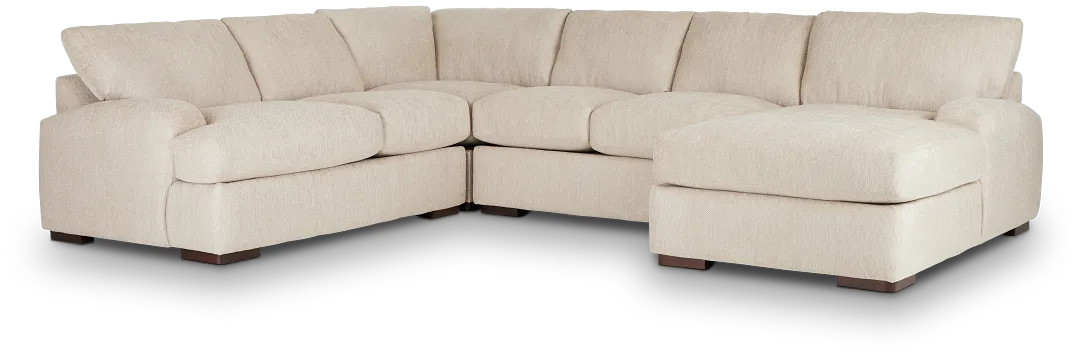 Alpha Beige Fabric Medium Right Chaise Sectional
