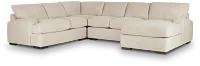 Alpha Beige Fabric Medium Right Chaise Sectional