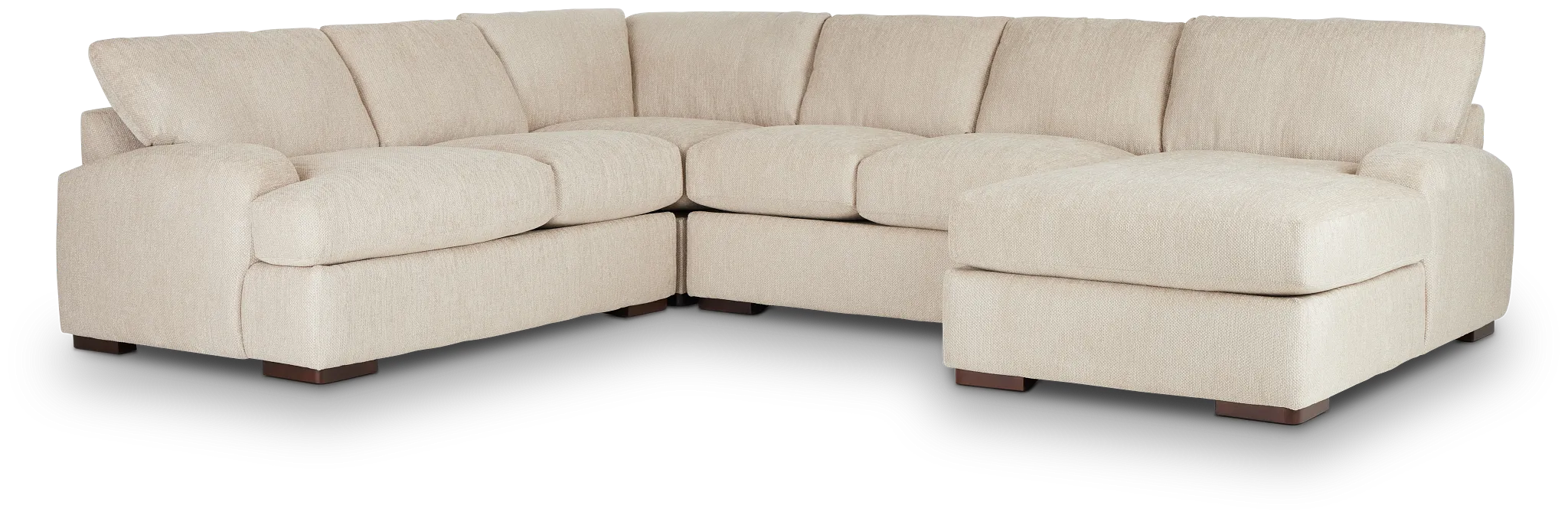 Alpha Beige Fabric Medium Right Chaise Sectional