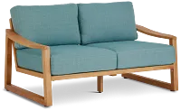Tobago Light Tone Loveseat With Teal Cushions