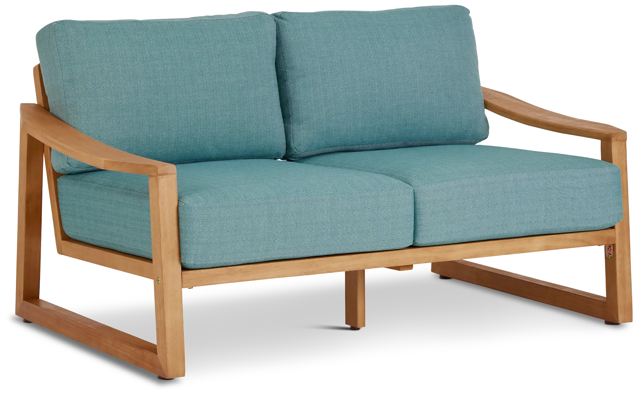 Tobago Light Tone Loveseat With Teal Cushions Tobago Light Tone Loveseat With Teal Cushions