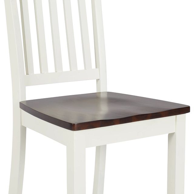 Santos White Two-tone Table, 4 Chairs & Bench (7)
