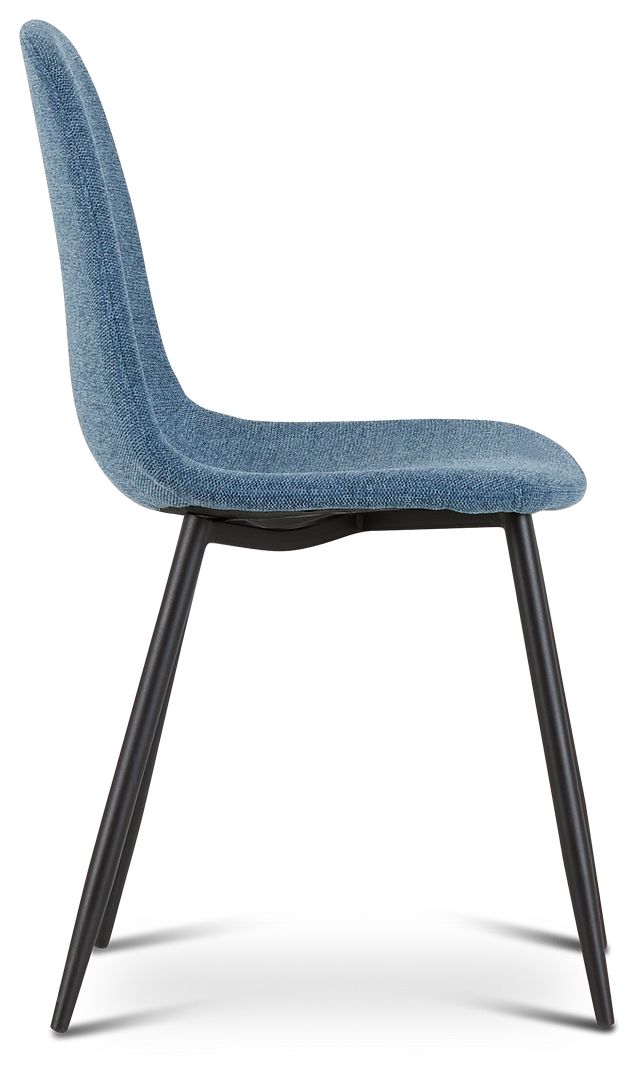 Havana Blue Upholstered Side Chair W/ Black Legs (2)