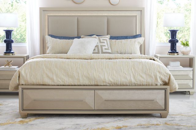 Manhattan Champagne Platform Storage Bed