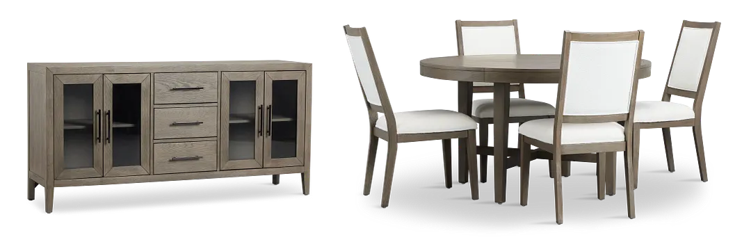 Alden Gray Round Dining Room