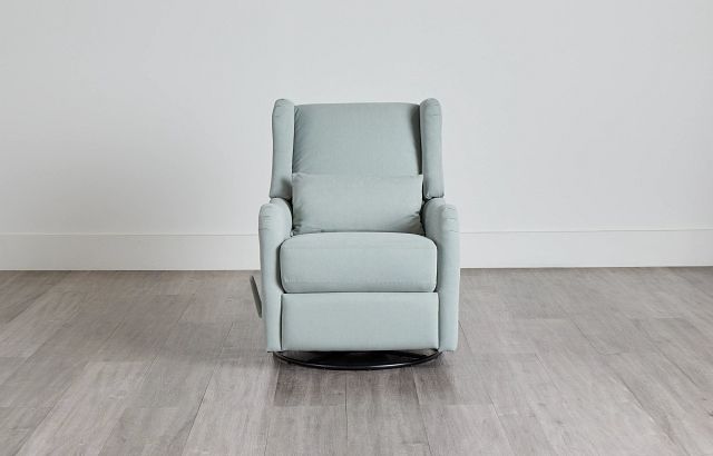 Georgia Light Blue Fabric Swivel Glider Recliner