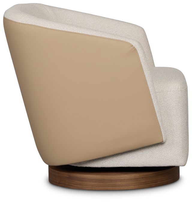 Luna Beige Fabric Swivel Chair