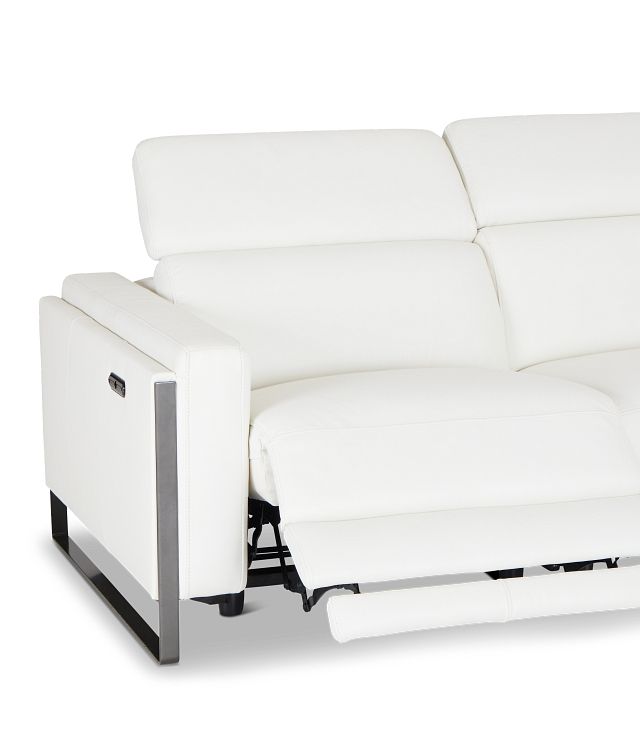 Atlas White Lthr/vinyl Medium Dual Power 2-arm Reclining Sectional