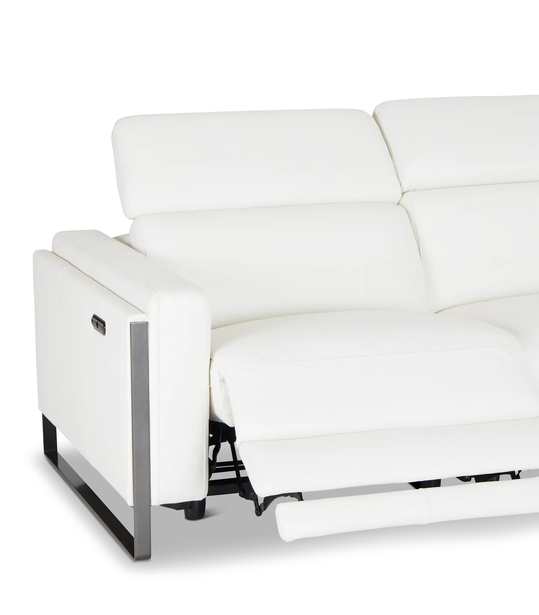 Atlas White Lthr/vinyl Medium Dual Power 2-arm Reclining Sectional
