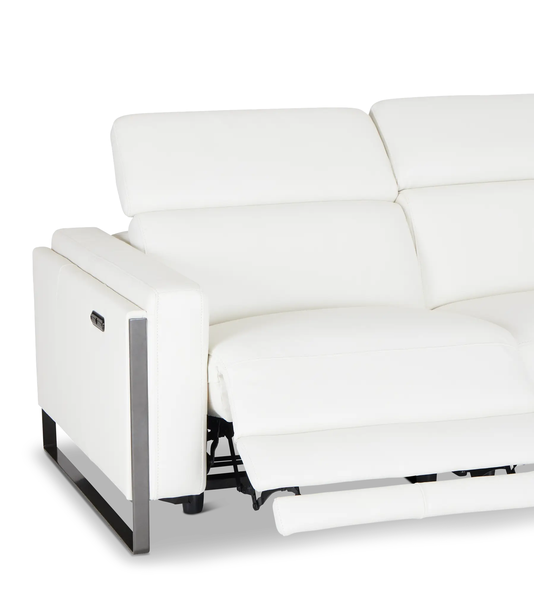 Atlas White Lthr/vinyl Medium Dual Power 2-arm Reclining Sectional Atlas White Lthr/vinyl Medium Dual Power 2-arm Reclining Sectional