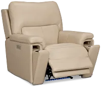 Fallon Beige Leather/Vinyl Power Recliner