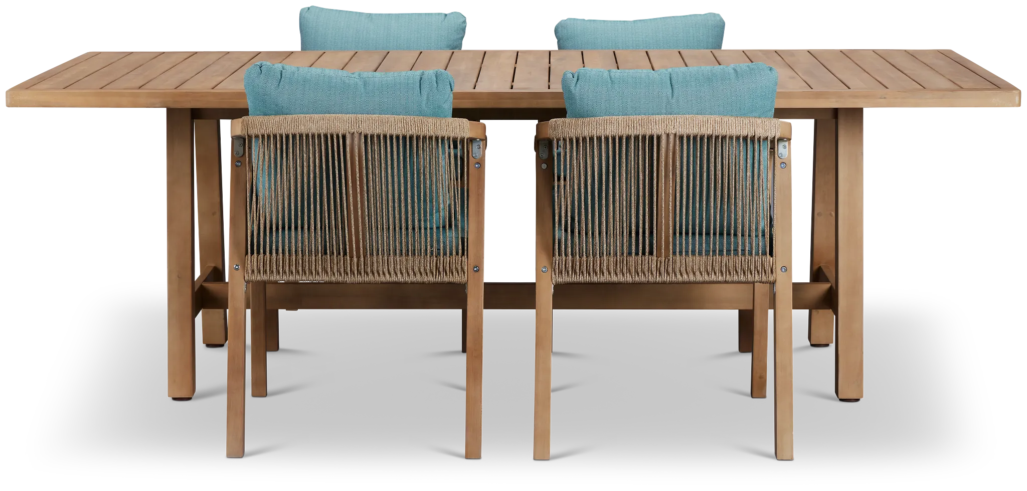 Laguna Light Tone 90" Retangular Table & 4 Teal Cushioned Chairs