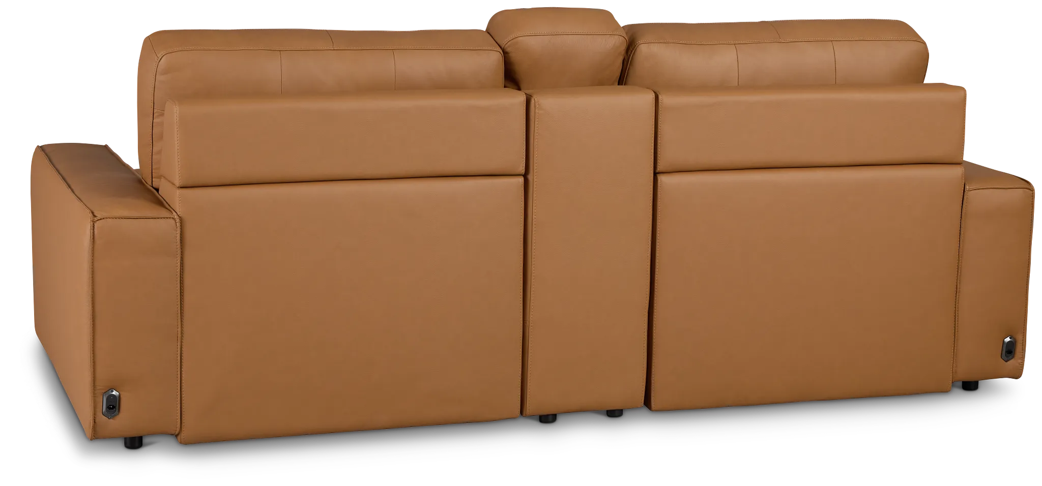 Rudy Brown Lthr/vinyl Power Extension Chaise Console Loveseat