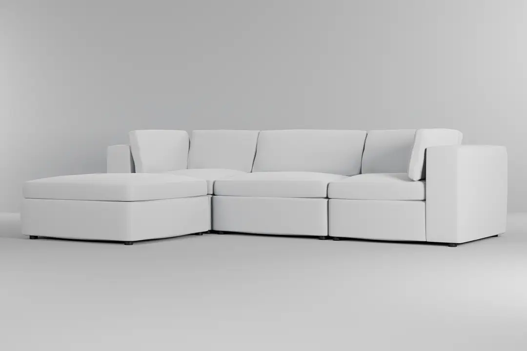 Destin Suave White Fabric 4-piece Bumper Sectional Destin Suave White Fabric 4-piece Bumper Sectional